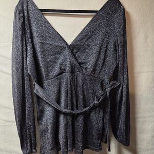 Torrid Shimmering Black Wrap Blouse